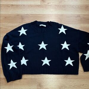 Moon & Madison navy & white star crop sweater